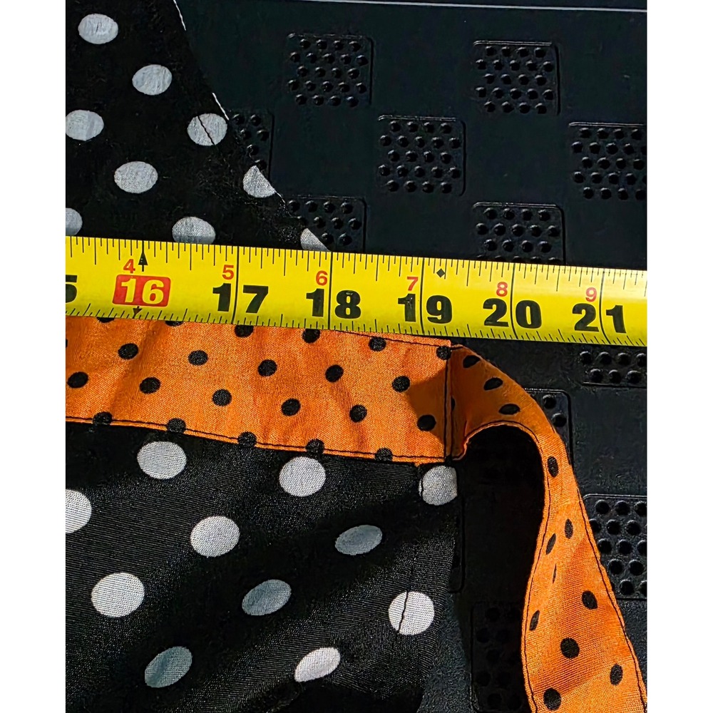 Pier 1 Halloween Polka Dot Spider Web Ruffle Apron Orange Black Pom Pom Trim - Picture 4 of 5